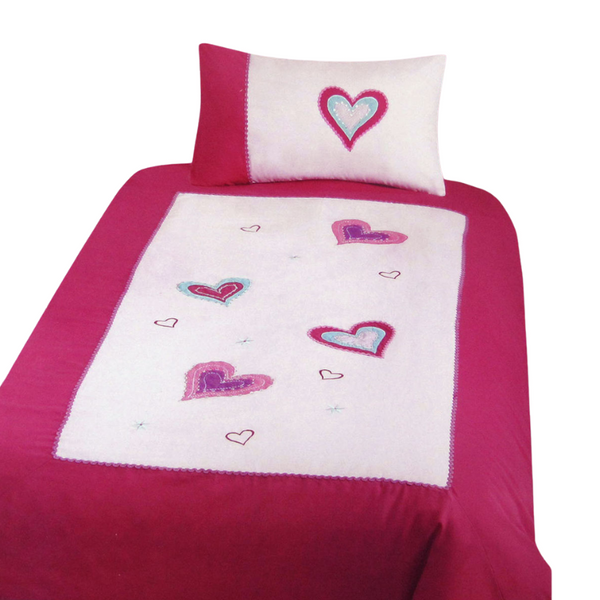 Quilt Covers Amia Hearts Embroidered Quilt Cover Set Single