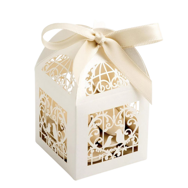 Gift Boxes 100 Piece Pack Ivory Dove Bird Heart Wedding Engagement Bomboniere Favor Lolly Gift Card Box