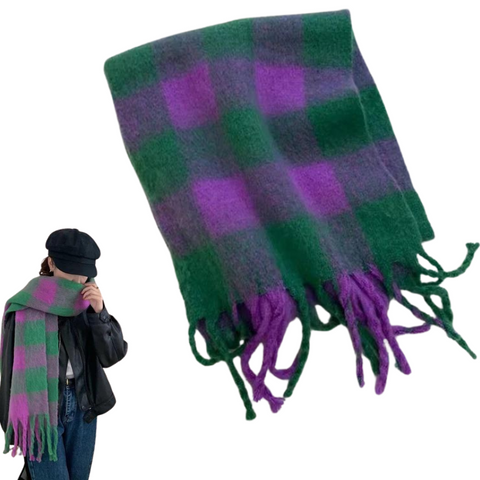 Scarves & Wraps Women Wool Scarf Green Purple Plaid Student Shawl Accessories