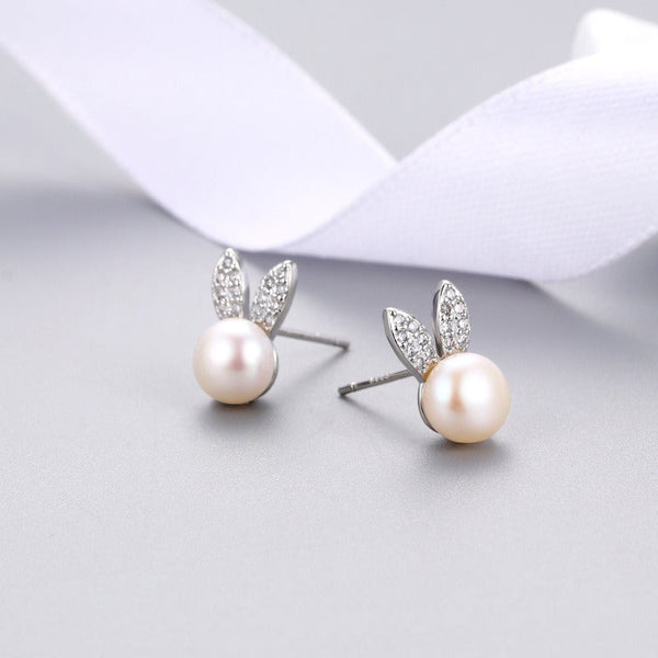 Earrings Cute Little Rabbit Girl Zircon Pearl Fashionable Stylish Accessories