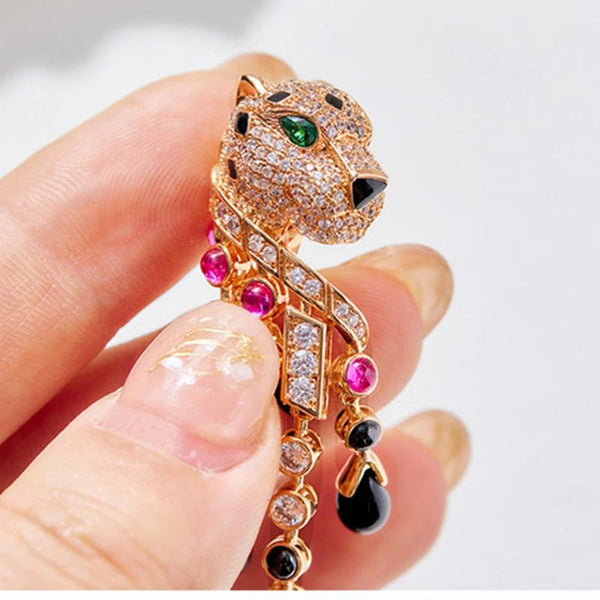 Earrings Leopard Heavy Industry Gold Plated With Zircon For Women