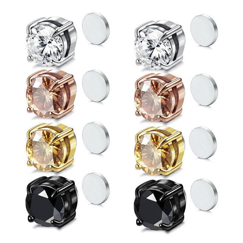 Earrings Magnetic Ear Clip For Men And Women Zircon Four Claw Single