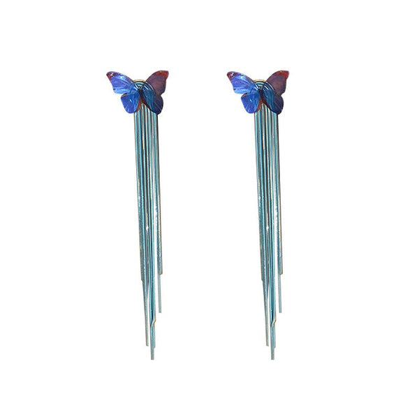 Earrings Butterfly Long Tassel Design Metal Elegant Ladies Women Jewelry