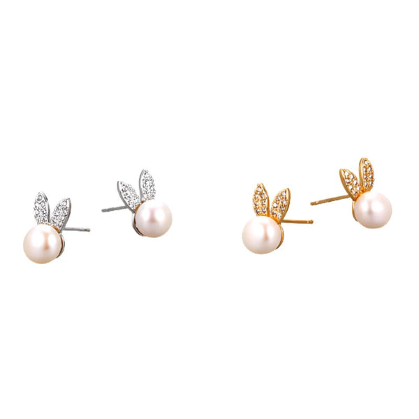 Earrings Cute Little Rabbit Girl Zircon Pearl Fashionable Stylish Accessories