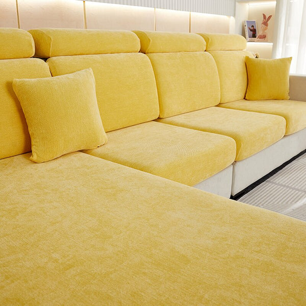 Slipcovers Sofa Cover Pastel Yellow L Shape Polyester Chenille Thick Stretchable Cushion Home And Garden