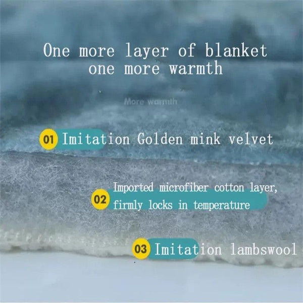 Blankets Light Blue Coral Fleece Blanket Three Layers Warm Flannel 150X200cm