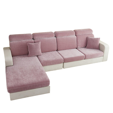 Slipcovers Sofa Cover Old Rose L Shape Polyester Chenille Thick Stretchable Cushion Slipcover