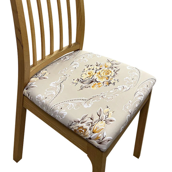 Slipcovers Chair Cover Beige Floral Print Stretch Seat For Home Dinning Kitchen