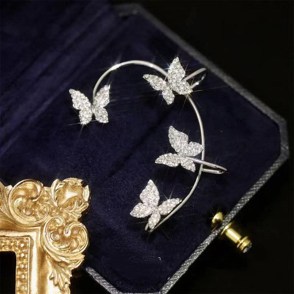 Earrings Crystal Shining Butterfly Ear Clip Hook Body Jewellery