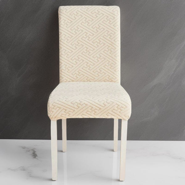 Slipcovers Chair Cover Beige Puzzle Design Anti Dirt Elastic Material For Dining Room Kitchen