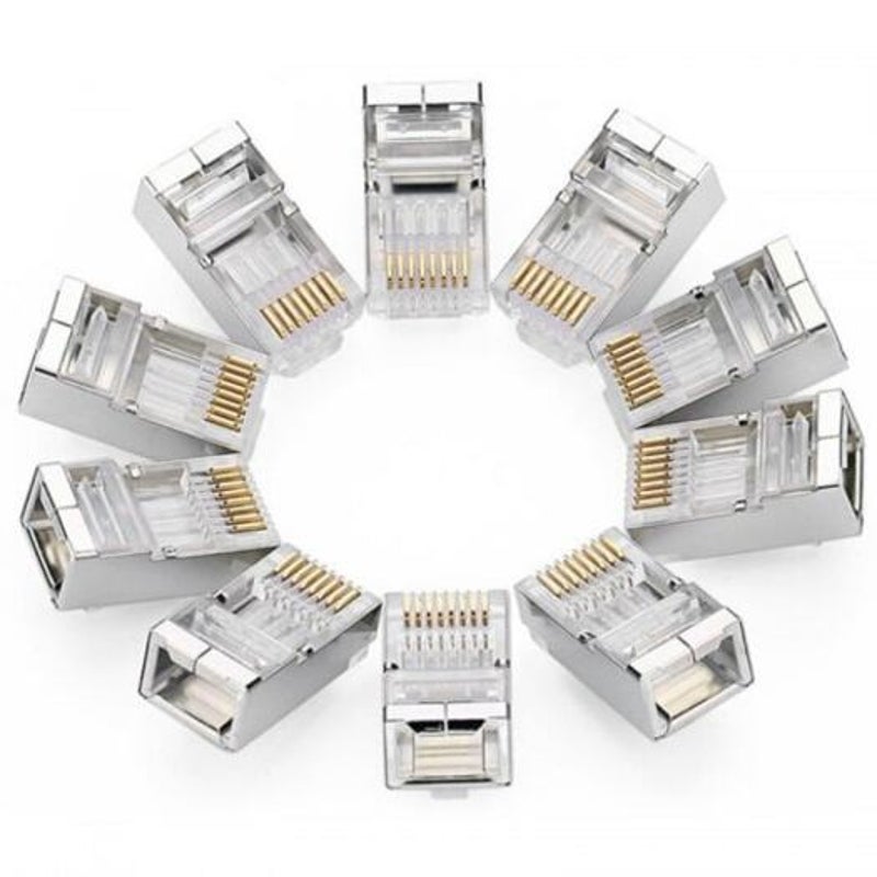 Plugs, Jacks & Wall Plates 8P8c Modular Ethernet Cable Head Plug Gold Plated Cat 6 Crimp Network Rj45 Connector Cat6 10Pcs Silver