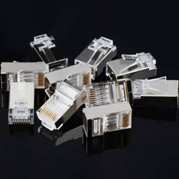 Plugs, Jacks & Wall Plates 8P8c Modular Ethernet Cable Head Plug Gold Plated Cat 6 Crimp Network Rj45 Connector Cat6 10Pcs Silver