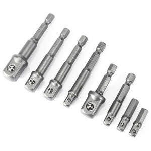 Drill Bits 8Pcs Hexagon Handle Sleeve Connecting Rod Gray