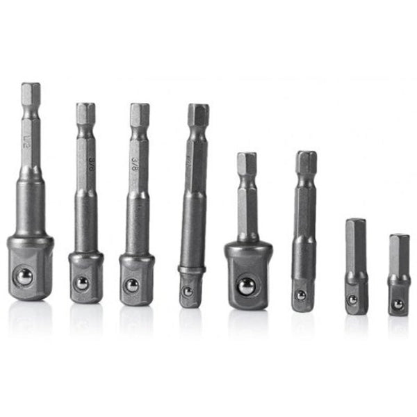 Drill Bits 8Pcs Hexagon Handle Sleeve Connecting Rod Gray