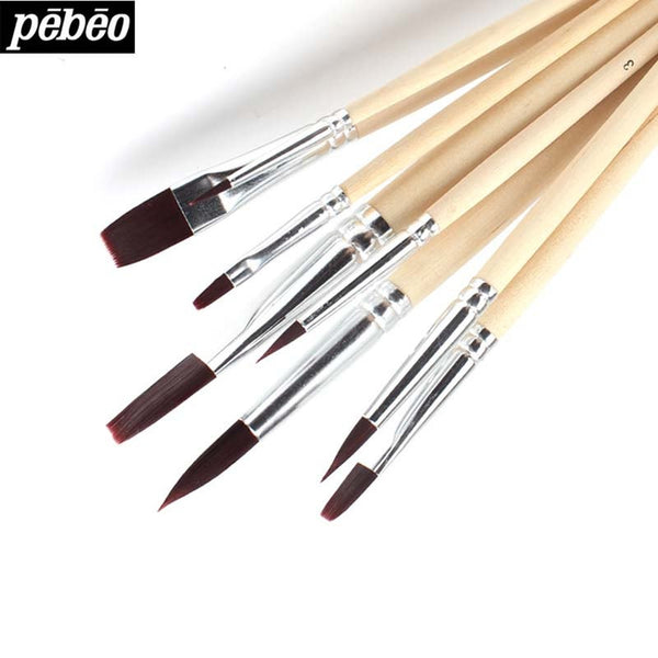 Artists Brushes 8Pcs Pebeo Watercolor Paint Brush Bristle Hair Painting Drawing Oil