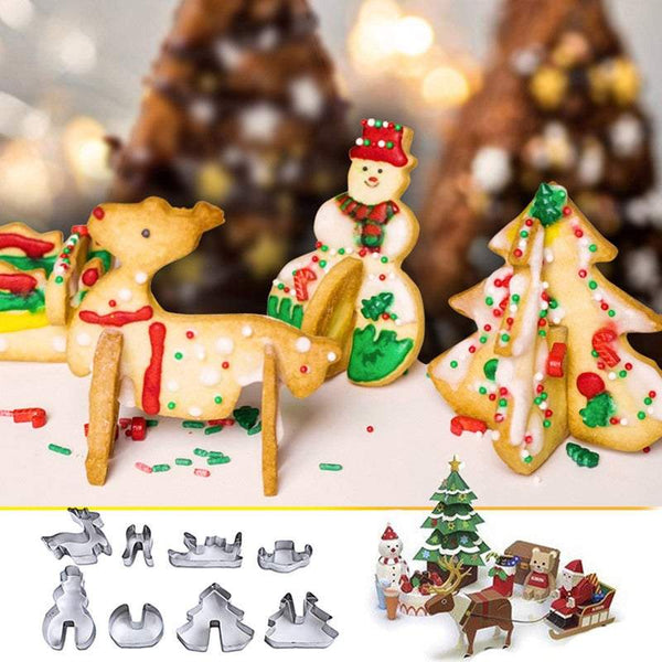Hydraulic Presses 8Pcs / Set Christmas Stainless Steel Biscuit Molds Diy Cookie Cutter Baking