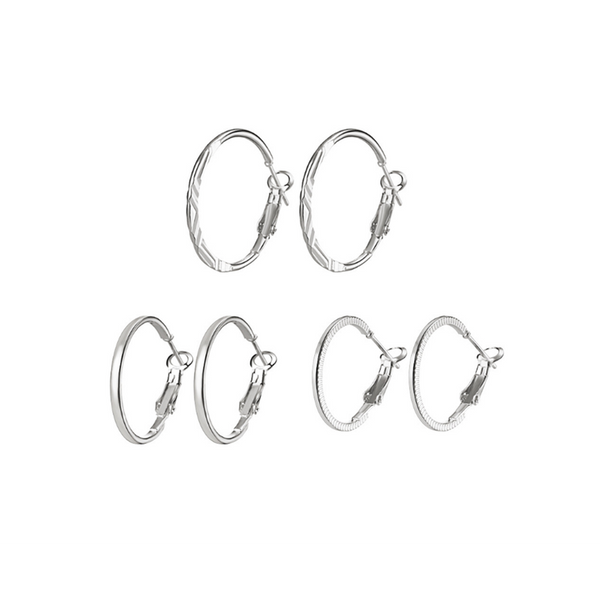 Earrings 9 Pairs Of Retro Fashionable Combination Suit Silver