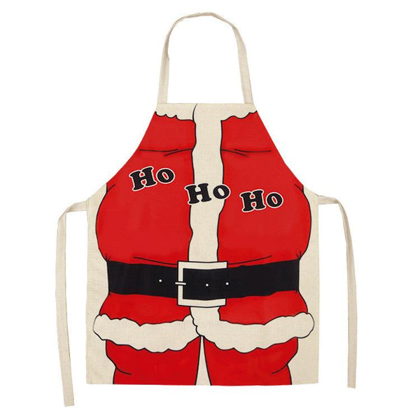 Aprons Christmas Santa Claus Kitchen Home Apron Linen Polyester Cartoon