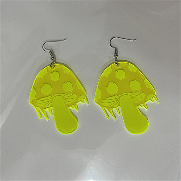 Dressing Tables Cute Unique Acrylic Fluorescent Small Mushroom Earrings Women