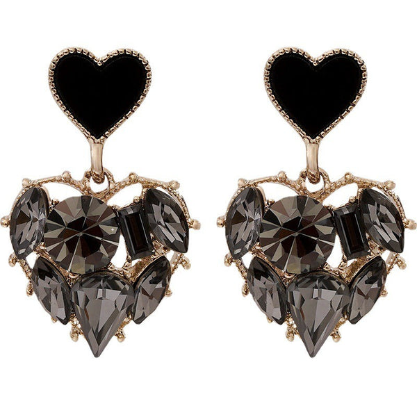 Earrings High Grade Black Heart Shaped For Women Fashion Commuting Style