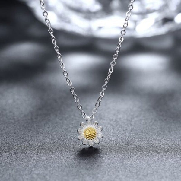 925 Sterling Silver Necklace Daisy Gold