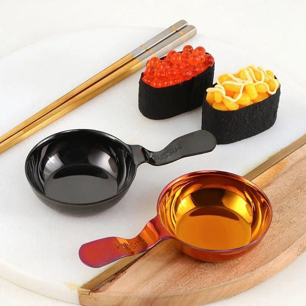 Bowls Black 2Pcs Kitchen Stainless Steel Sauce Dish Mini Tray Dipping Bowl