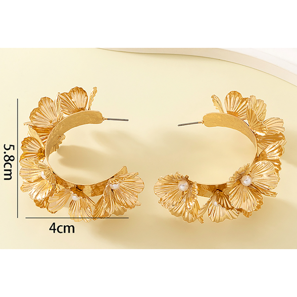 Earrings Multi Layered Flower C Shaped Alloy Baked Paint Fashion Accessories