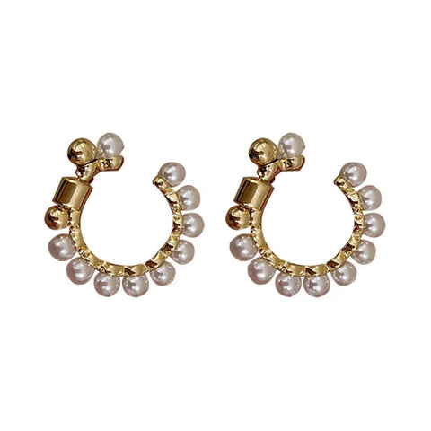 Earrings Title
C Shape Metal Pearl Stud For Women And Girls Travel Wedding Accessories