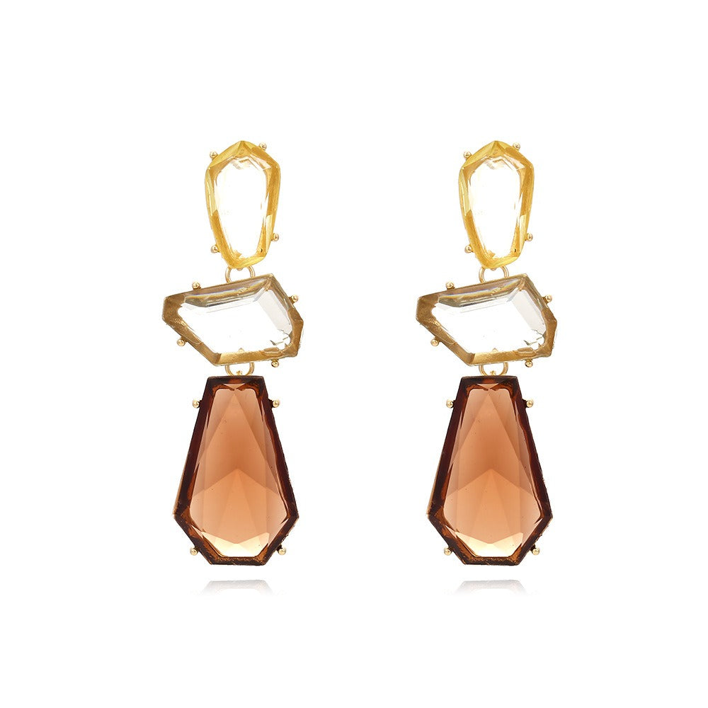 Earrings Retro Style Transparent Resin Irregular Geometric Women Jewelry