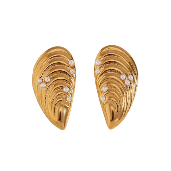 Earrings Shell Mussel Stainless Steel 18K Gold Plated Fashion Jewelry