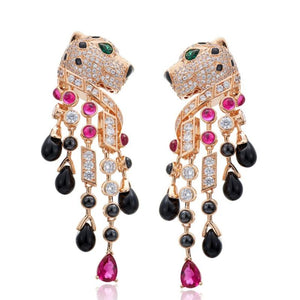 Earrings Leopard Heavy Industry Gold Plated With Zircon For Women