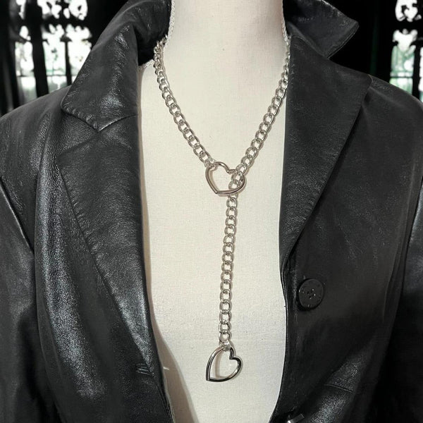 Necklaces & Pendants Retro Punk Metal Chain Necklace Trendy Hip Hop Personality Minimalist Peach Heart