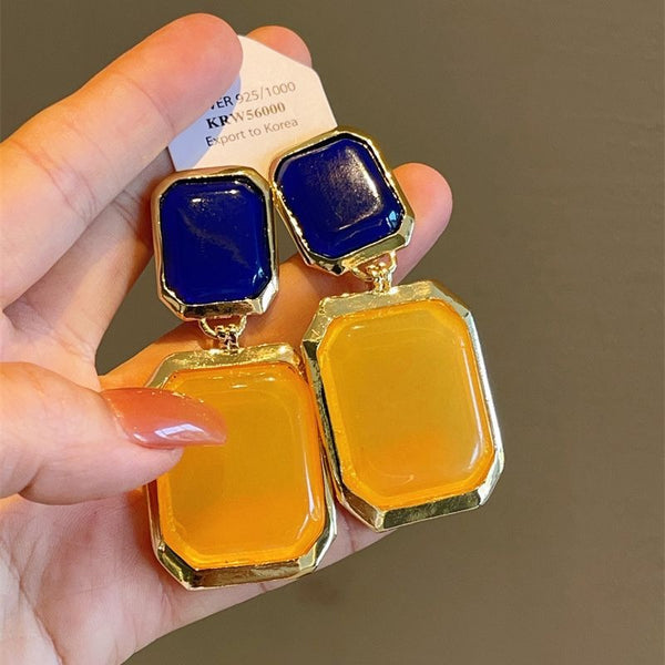 Earrings Geometric Resin Large Contrasting Colours Personality Trend Design