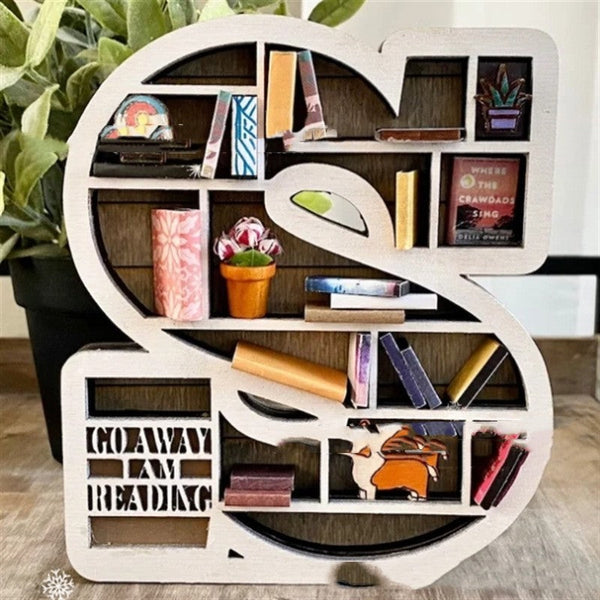 Bookshelves Custom Initial Book Lover Miniature Bookshelf