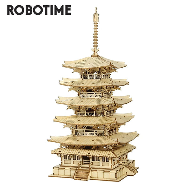 Puzzles Robotime Five Storied 3D Wooden Puzzle Toys For Children Kids Birthday Christmas Gift Home Decoration Tgn02