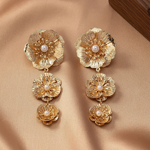 Earrings Flower Shaped Elegant Three Design For Fashion Commuting