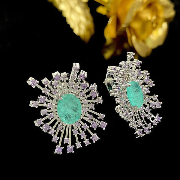 Earrings Fireworks Sparkling Hollow Zircon Copper For Various Occasions