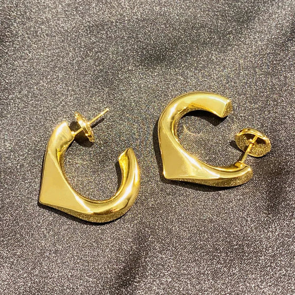 Earrings Irregular Love Retro Geometry Simple In Brass Plated 18K