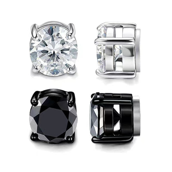 Earrings Magnetic Ear Clip For Men And Women Zircon Four Claw Single