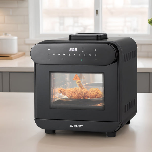 Air Fryers Devanti Steam Air Fryer Oven 15L W/ Lcd Touch 1600W