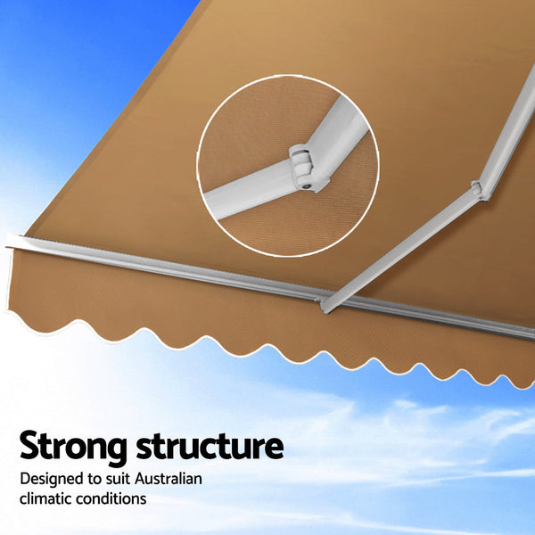 Awning & Canopy Parts Instahut Retractable Folding Arm Awning Manual Sunshade 2.5Mx2m Beige