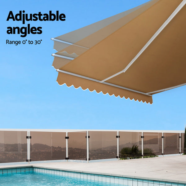 Awning & Canopy Parts Instahut Retractable Folding Arm Awning Manual Sunshade 2.5Mx2m Beige