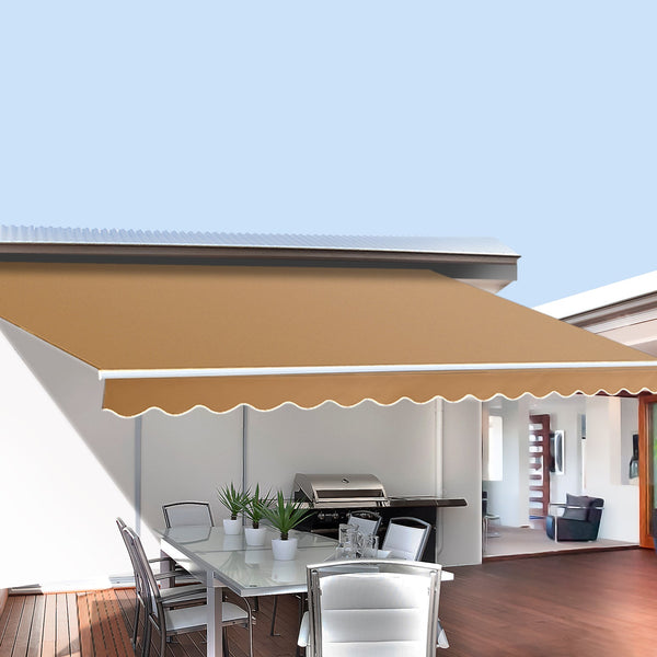 Awning & Canopy Parts Instahut Retractable Folding Arm Awning Manual Sunshade 2.5Mx2m Beige