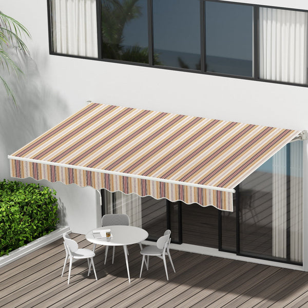 Awning & Canopy Parts Instahut Retractable Folding Arm Awning Motorised Sunshade 3Mx2.5M Beige Brown