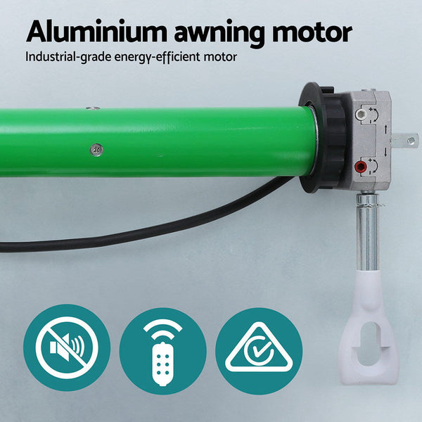 Awning & Canopy Parts Instahut Retractable Folding Arm Awning Motorised Sunshade 3Mx2.5M Green White