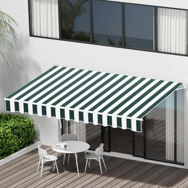 Awning & Canopy Parts Instahut Retractable Folding Arm Awning Motorised Sunshade 3Mx2.5M Green White