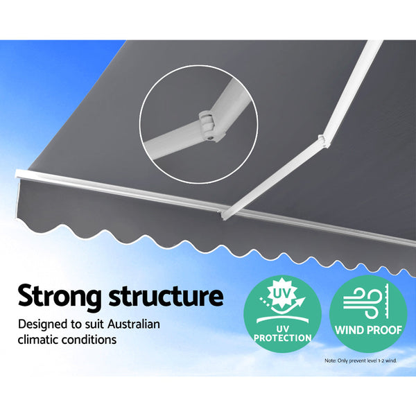 Awning & Canopy Parts Instahut Retractable Folding Arm Awning Motorised Sunshade 3Mx2.5M Pearl Grey