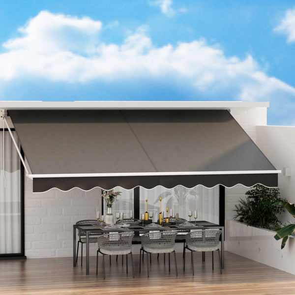 Awning & Canopy Parts Instahut Retractable Folding Arm Awning Motorised Sunshade 4.5Mx2.5M Grey