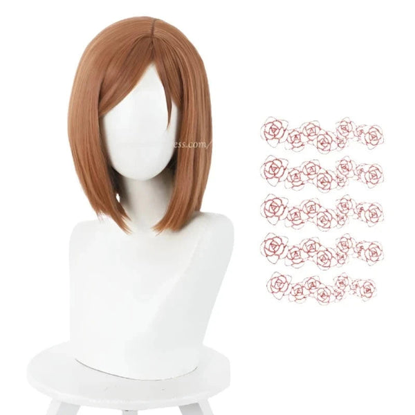 Wigs, Facial Hair Anime Kugisaki Nobara Cosplay Wig Brown Orange Short Heat Resistant Synthetic Hair