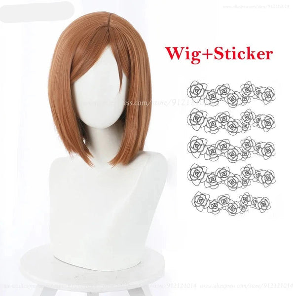 Wigs, Facial Hair Anime Kugisaki Nobara Cosplay Wig Brown Orange Short Heat Resistant Synthetic Hair